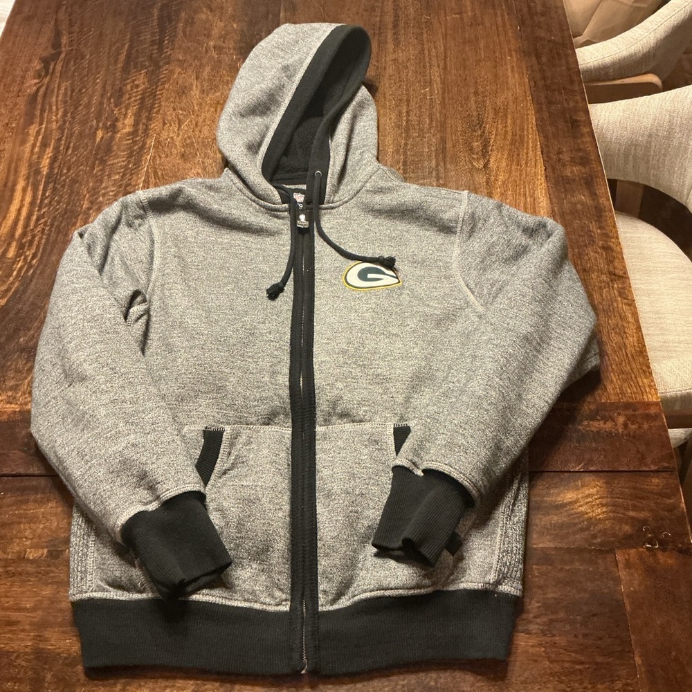 Green Bay Packers NFL Pro Line Full Zip Hoodie Gray Men’s M